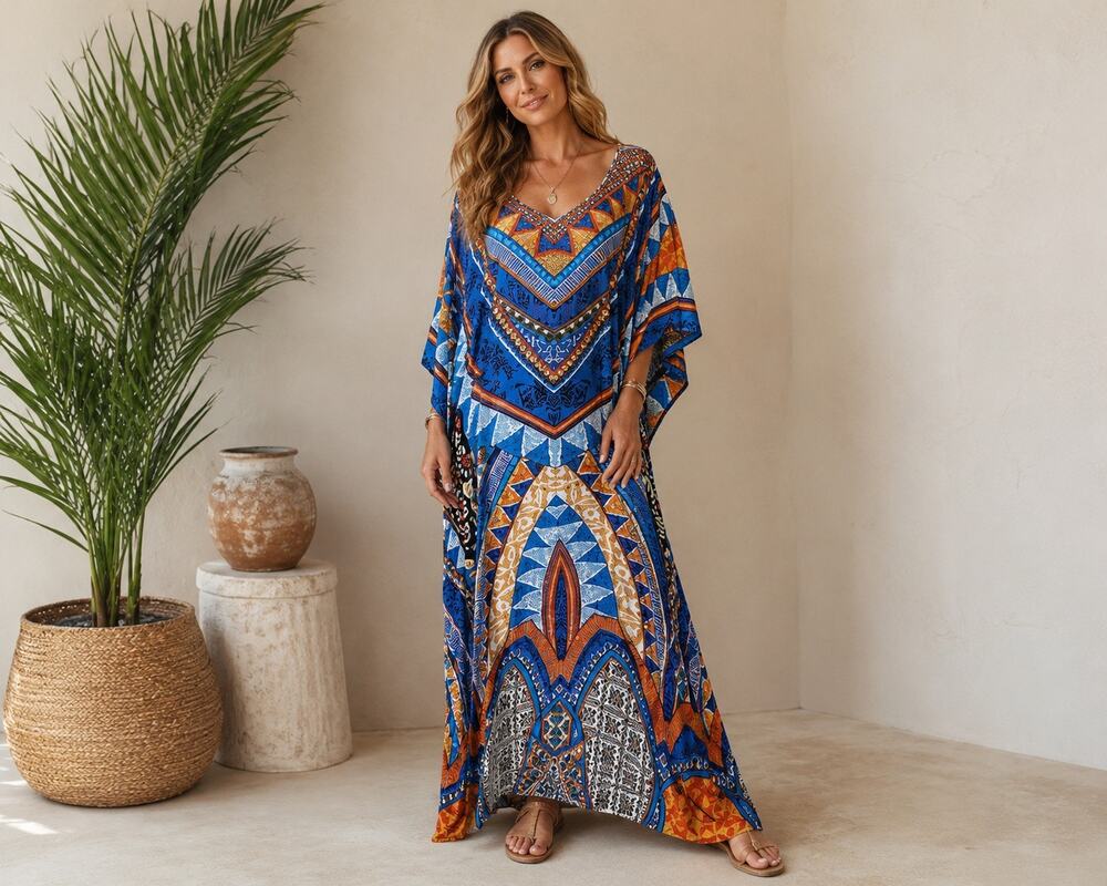 C22 Sante Caftan Kimono Sleeve Kaftan Maxi Long One Size
